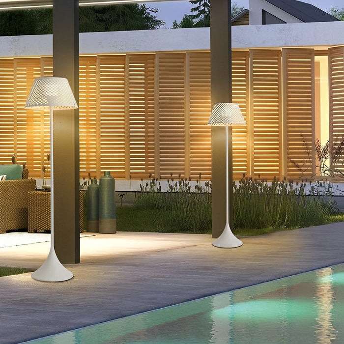 67'' Mesh Stainless Steel Perforated Outdoor Floor Lamp Solar Powered Standing Lamp