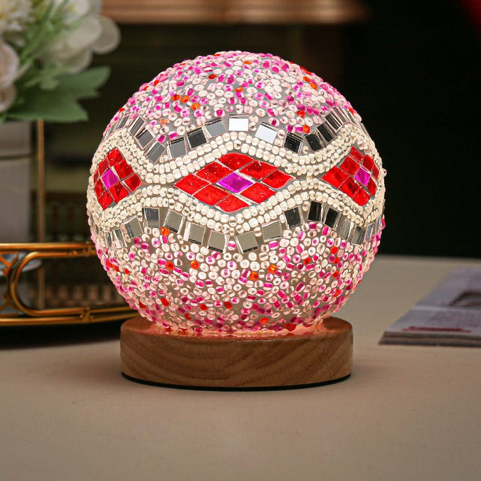 3.9'' Spherical LED Dimmable Glass Bohemian Baroque table lamp Mosaic Night Light