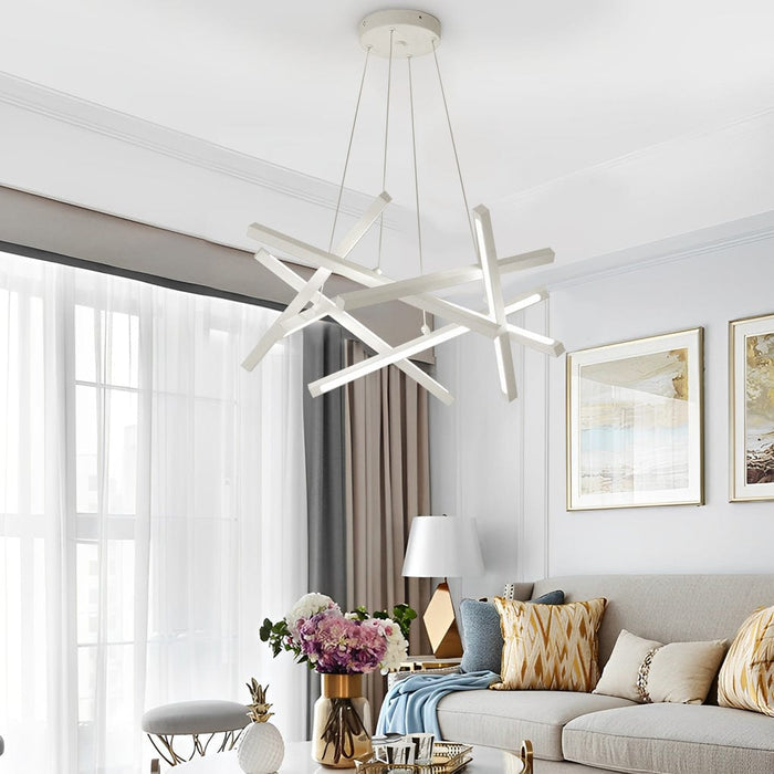 Modern LED Sputnik Stick Chandelier White Kitchen Dining Room Lighting