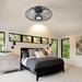 15 in. Black Caged Flush Mount Bladeless Ceiling Fan with Light and Remote,, Small Farmhouse Low Profile Ceiling Fan for Bedroom Dining Room-8-ErisView