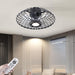 15 in. Black Caged Flush Mount Bladeless Ceiling Fan with Light and Remote,, Small Farmhouse Low Profile Ceiling Fan for Bedroom Dining Room-1-ErisView