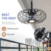 15 in. Black Gazebo Fan with Light, Small Outdoor Ceiling Fan with Light and Remote, Indoor Caged Waterproof Dimmable Outdoor Patio Fans-3-ErisView