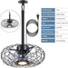 15 in. Black Gazebo Fan with Light, Small Outdoor Ceiling Fan with Light and Remote, Indoor Caged Waterproof Dimmable Outdoor Patio Fans-8-ErisView