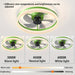 15 in. Green LED Ceiling Fan with Remote, Modern Dimmable Ceiling Fan for Bedroom-ErisView