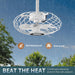 15 in. Outdoor Ceiling Fan with Light, White Waterproof Gazebo Fan with Light Remote, Dimmable LED Hanging Caged Ceiling Fan Light Fixture, Pergola Fan -3-ErisView