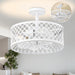 15 in. White Caged Ceiling Fan with Light, Modern Industrial Ceiling Fans Remote Control Fan, Semi Flush Mount Ceiling Fan for Kitchen Bedroom Living Room -1-ErisView