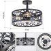 15 in. White Round Caged Ceiling Fan with Lights and Remote, Small Retro Farmhouse Flush Mount Bladeless Ceiling Fan Light Fixture for Bedroom Kitchen-11-ErisView