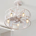 15 in. White Round Caged Ceiling Fan with Lights and Remote, Small Retro Farmhouse Flush Mount Bladeless Ceiling Fan Light Fixture for Bedroom Kitchen-19-ErisView