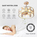 15 in. White Round Caged Ceiling Fan with Lights and Remote, Small Retro Farmhouse Flush Mount Bladeless Ceiling Fan Light Fixture for Bedroom Kitchen-21-ErisView
