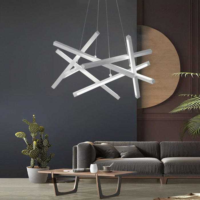 Modern LED Sputnik Stick Chandelier White Kitchen Dining Room Lighting
