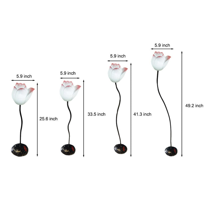 Iron Retro Multiple Sizes Lotus Flower Floor Lamp With Resin Base LED Standing Lamp