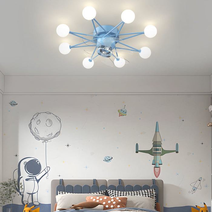 Stars Creative Balls 360° Shake Head 3 Step Dimming Modern Ceiling Fans