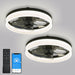 15.7 in. Low Profile Flush Mount Ceiling Fan with Remote, Black Bedroom Ceiling Fans with Lights, Bladeless Modern Ceiling Fan, Living Room Fan-10-ErisView