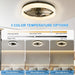 15.7 in. Low Profile Flush Mount Ceiling Fan with Remote, Black Bedroom Ceiling Fans with Lights, Bladeless Modern Ceiling Fan, Living Room Fan-11-ErisView