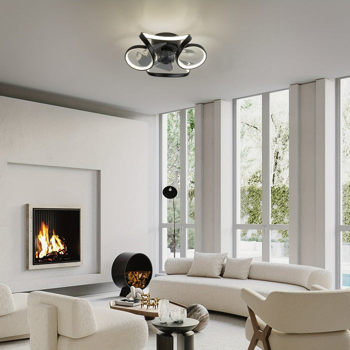 15.7 in. Smart Geometric Bladeless Ceiling Fan with Light and Remote Control, Dimmable LED Ceiling Fan for Kitchen Bedroom Living Room-ErisView