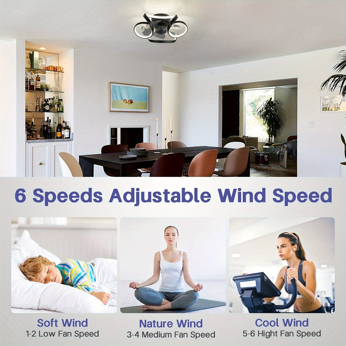 15.7 in. Smart Geometric Bladeless Ceiling Fan with Light and Remote Control, Dimmable LED Ceiling Fan for Kitchen Bedroom Living Room-ErisView
