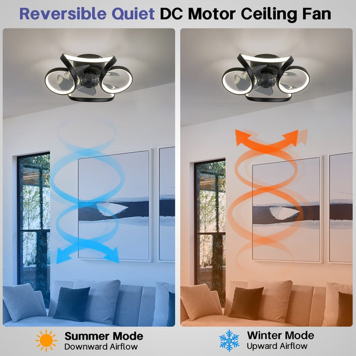 15.7 in. Smart Geometric Bladeless Ceiling Fan with Light and Remote Control, Dimmable LED Ceiling Fan for Kitchen Bedroom Living Room-ErisView