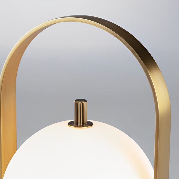 Electroplating Metal Portable Table Lamp With Arched Handle LED Touch Dimming Bedside Light