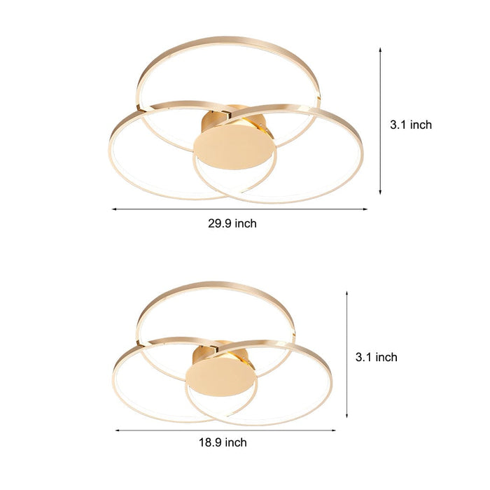 Three Rings Stepless Dimming Electroplated Metal Nordic Ceiling Lights