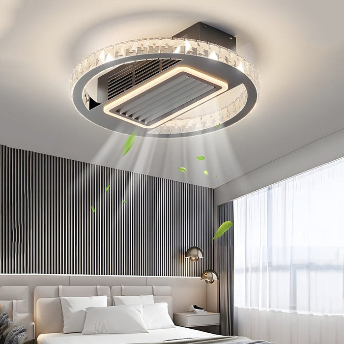 19.7 In. Nordic 6 Speeds Bladeless Ceiling Fan with LED Light. Remote Control