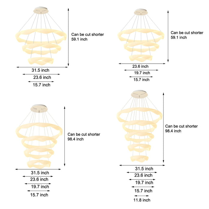 Creative Cream Style Designer Rings 3 Step Dimming Modern Chandelier