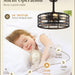 16 in. Black Caged Outdoor Ceiling Fans with Light and Remote, Outdoor Bladeless Fandelier Ceiling Fan Light Fixtures-2-ErisView