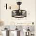 16 in. Black Caged Outdoor Ceiling Fans with Light and Remote, Outdoor Bladeless Fandelier Ceiling Fan Light Fixtures-5-ErisView