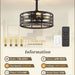 16 in. Black Caged Outdoor Ceiling Fans with Light and Remote, Outdoor Bladeless Fandelier Ceiling Fan Light Fixtures-6-ErisView
