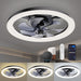 16 in. Black Low Profile Ceiling Fan and Light Remote, Small Modern Flush Mount Bladeless Ceiling Fan, Round Dimmable Reversible Ceiling Fan for Bedroom-18-ErisView