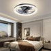 16 in. Black Low Profile Ceiling Fan and Light Remote, Small Modern Flush Mount Bladeless Ceiling Fan, Round Dimmable Reversible Ceiling Fan for Bedroom-20-ErisView