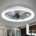16 in. Black Low Profile Ceiling Fan and Light Remote, Small Modern Flush Mount Bladeless Ceiling Fan, Round Dimmable Reversible Ceiling Fan for Bedroom-21-ErisView
