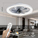 16 in. Black Low Profile Ceiling Fan and Light Remote, Small Modern Flush Mount Bladeless Ceiling Fan, Round Dimmable Reversible Ceiling Fan for Bedroom-22-ErisView