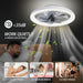 16 in. Black Low Profile Ceiling Fan and Light Remote, Small Modern Flush Mount Bladeless Ceiling Fan, Round Dimmable Reversible Ceiling Fan for Bedroom-23-ErisView