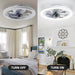 16 in. Black Low Profile Ceiling Fan and Light Remote, Small Modern Flush Mount Bladeless Ceiling Fan, Round Dimmable Reversible Ceiling Fan for Bedroom-27-ErisView