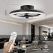 16 in. Black Low Profile Ceiling Fan and Light Remote, Small Modern Flush Mount Bladeless Ceiling Fan, Round Dimmable Reversible Ceiling Fan for Bedroom-3-ErisView