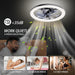 16 in. Black Low Profile Ceiling Fan and Light Remote, Small Modern Flush Mount Bladeless Ceiling Fan, Round Dimmable Reversible Ceiling Fan for Bedroom-4-ErisView