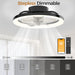 16 in. White Ceiling Fan, Bladeless Modern Ceiling Fans with Lights and Remote, Low Profile Fandelier Flush Mount and Light for Bedroom-12-ErisView