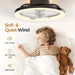 16 in. White Ceiling Fan, Bladeless Modern Ceiling Fans with Lights and Remote, Low Profile Fandelier Flush Mount and Light for Bedroom-15-ErisView