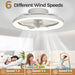 16 in. White Ceiling Fan, Bladeless Modern Ceiling Fans with Lights and Remote, Low Profile Fandelier Flush Mount and Light for Bedroom-4-ErisView