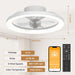 16 in. White Ceiling Fan, Bladeless Modern Ceiling Fans with Lights and Remote, Low Profile Fandelier Flush Mount and Light for Bedroom-9-ErisView