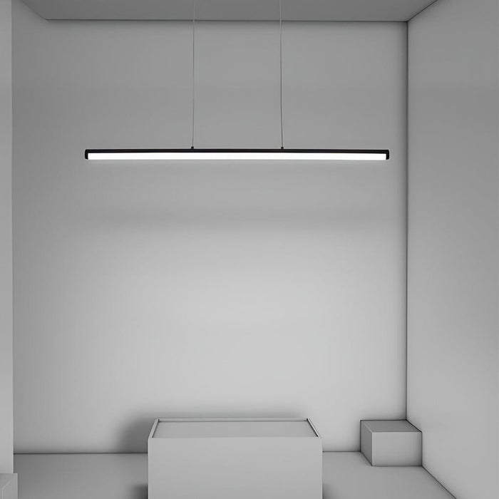 16'' Rectangular Long Matt Black Pendant Light Adjustable Warm White Ceiling Lights