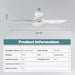 16.5 in. Bedroom Ceiling Fans with Lights, White Screw Ceiling Fans Light with Remote, Dimmable Small Ceiling Fan for Garage Bathroom Bedroom Kitchen -11-ErisView