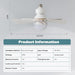 16.5 in. Bedroom Ceiling Fans with Lights, White Screw Ceiling Fans Light with Remote, Dimmable Small Ceiling Fan for Garage Bathroom Bedroom Kitchen -4-ErisView