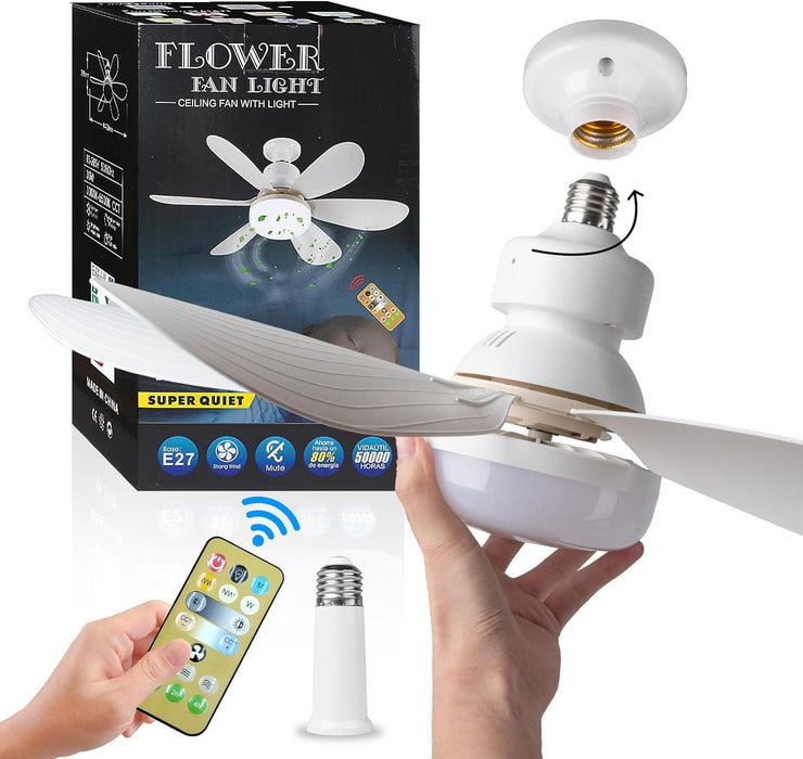 16.5 in. Bedroom Ceiling Fans with Lights, White Screw Ceiling Fans Light with Remote, Dimmable Small Ceiling Fan for Garage Bathroom Bedroom Kitchen -8-ErisView