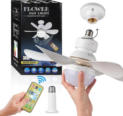 16.5 in. Bedroom Ceiling Fans with Lights, White Screw Ceiling Fans Light with Remote, Dimmable Small Ceiling Fan for Garage Bathroom Bedroom Kitchen -1-ErisView