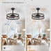 16.5 in. Caged Ceiling Fan with Light, Bladeless Industrial Rustic Farmhouse Ceiling Fans, Remote Control Fan, Metal Blade Fan Light Fixtures-10-ErisView