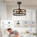 16.5 in. Caged Ceiling Fan with Light, Bladeless Industrial Rustic Farmhouse Ceiling Fans, Remote Control Fan, Metal Blade Fan Light Fixtures-2-ErisView