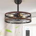 16.5 in. Caged Ceiling Fan with Light, Bladeless Industrial Rustic Farmhouse Ceiling Fans, Remote Control Fan, Metal Blade Fan Light Fixtures-8-ErisView
