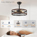 16.5 in. Caged Ceiling Fan with Light, Bladeless Industrial Rustic Farmhouse Ceiling Fans, Remote Control Fan, Metal Blade Fan Light Fixtures-9-ErisView