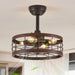 16.5 in. Caged Ceiling Fan with Light, Bladeless Industrial Rustic Farmhouse Ceiling Fans, Remote Control Fan, Metal Blade Fan Light Fixtures-1-ErisView
